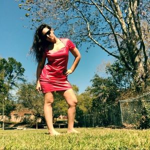 Forever 21 Shiny Pink Fuchsia Bodycon Dress